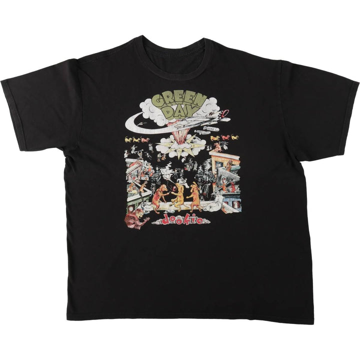 GREEN DAY Green Day Band T-shirt Band T Men's L size unclear black type Vintage Second Hand