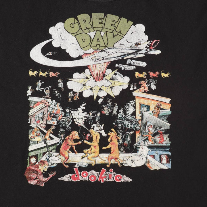 GREEN DAY Green Day Band T-shirt Band T Men's L size unclear black type Vintage Second Hand