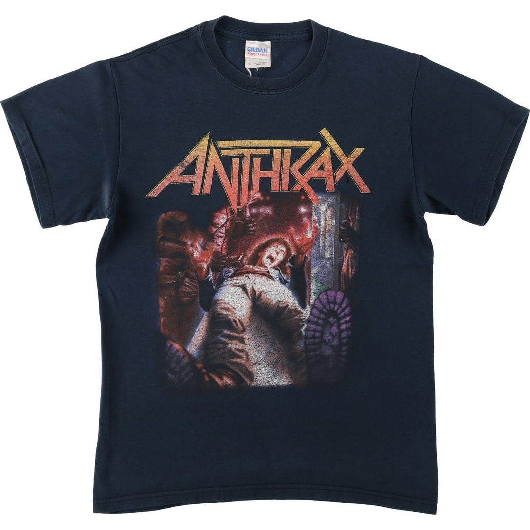 Gildan Anthrax Band T-shirt, Men's Size S (approx.) cotton black type Vintage Second Hand