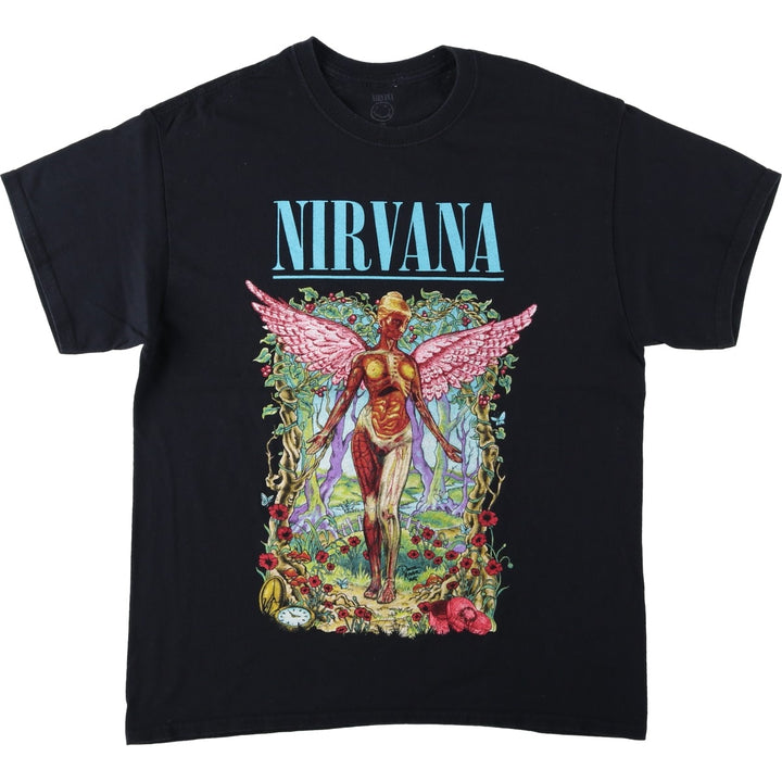 NIRVANA Nirvana Band T-shirt, Band T, Men's L size cotton black type Vintage Second Hand
