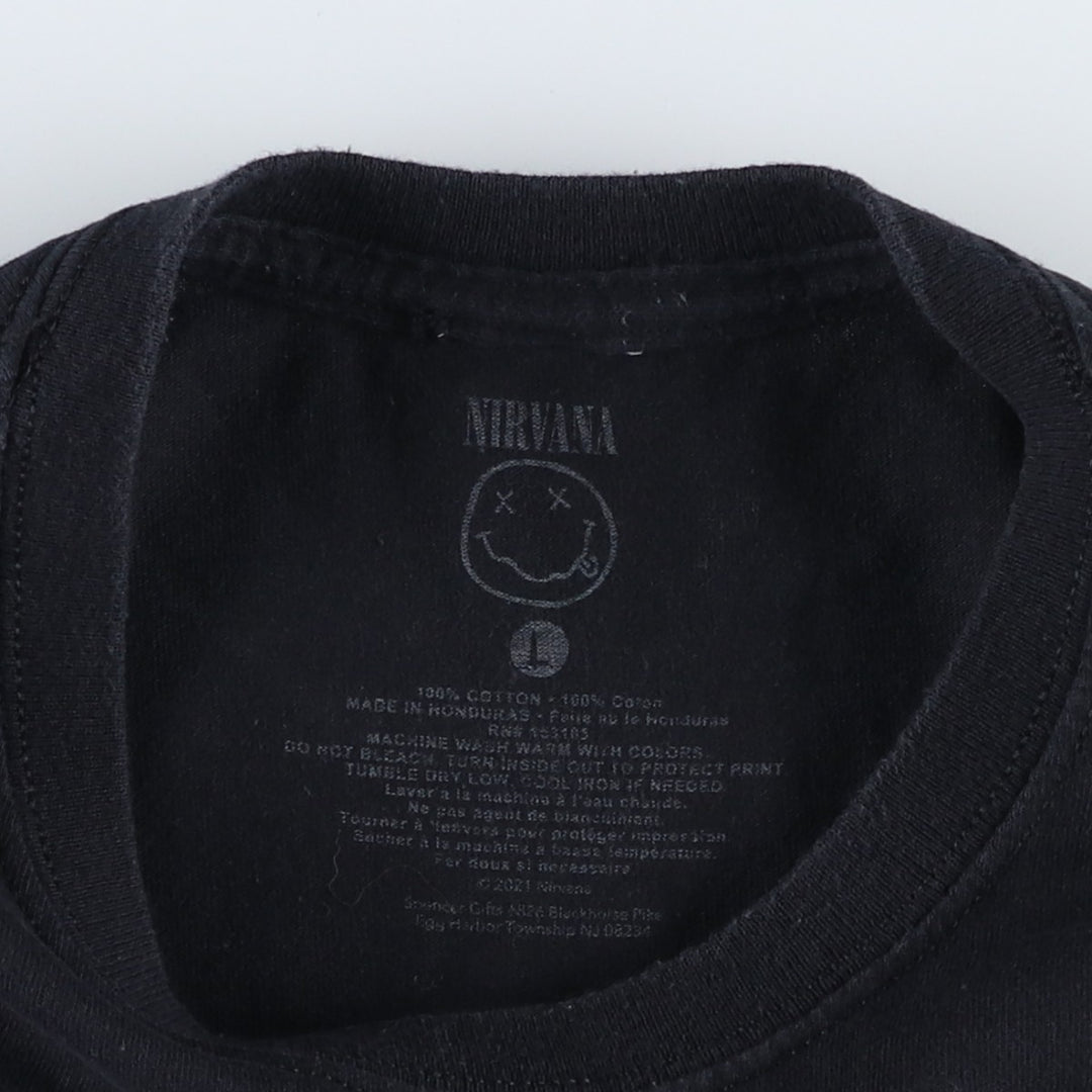 NIRVANA Nirvana Band T-shirt, Band T, Men's L size cotton black type Vintage Second Hand