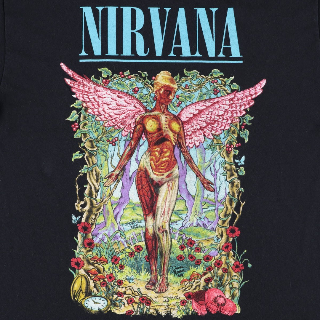 NIRVANA Nirvana Band T-shirt, Band T, Men's L size cotton black type Vintage Second Hand