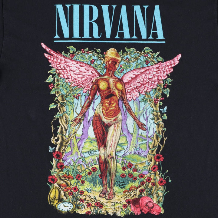 NIRVANA Nirvana Band T-shirt, Band T, Men's L size cotton black type Vintage Second Hand