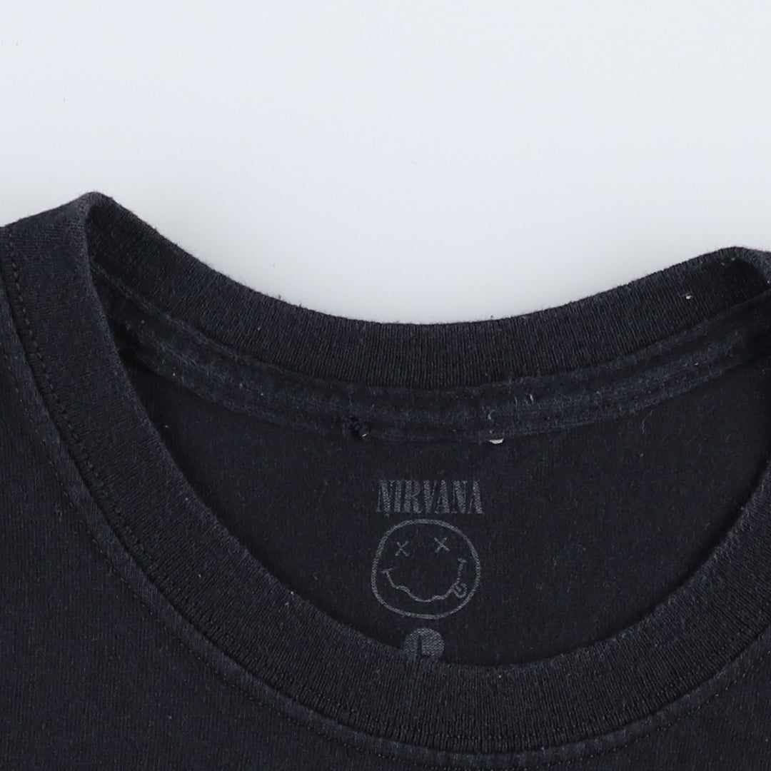 NIRVANA Nirvana Band T-shirt, Band T, Men's L size cotton black type Vintage Second Hand