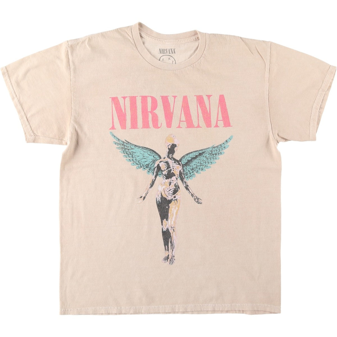 NIRVANA Nirvana Band T-shirt, Band T, Men's M size cotton beige type brown Vintage Second Hand