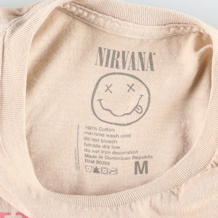 NIRVANA Nirvana Band T-shirt, Band T, Men's M size cotton beige type brown Vintage Second Hand