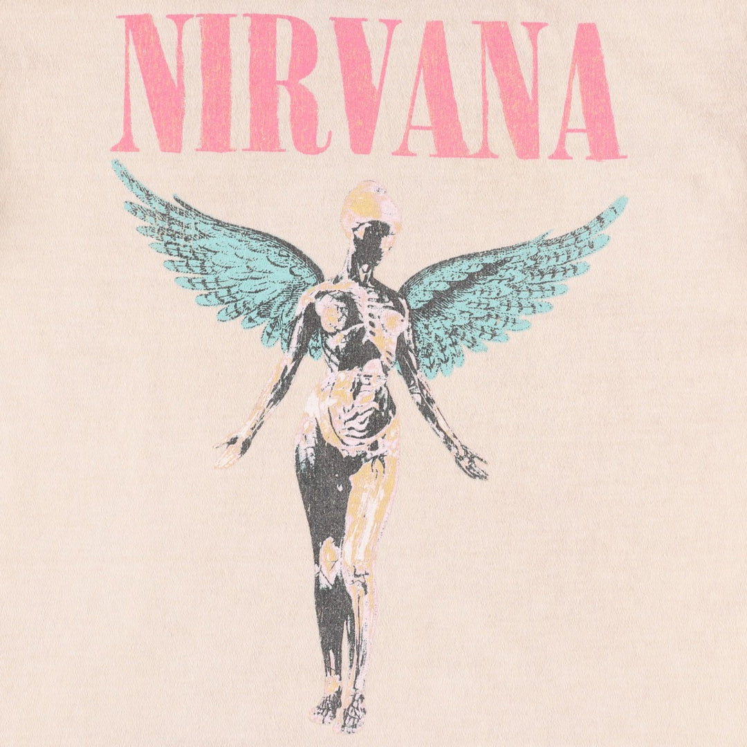 NIRVANA Nirvana Band T-shirt, Band T, Men's M size cotton beige type brown Vintage Second Hand