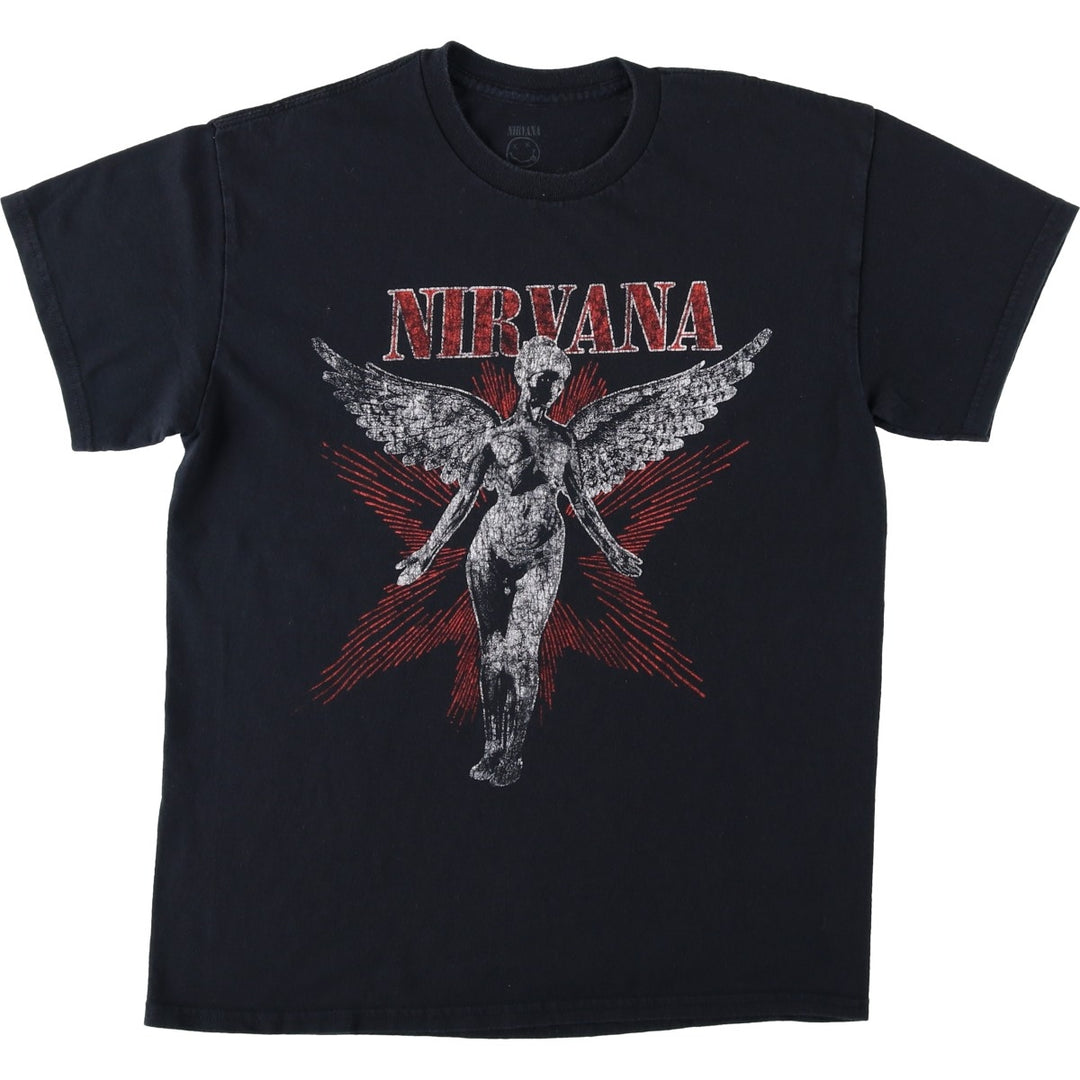 NIRVANA band t-shirt, made in Honduras, men's size M equivalent. cotton black type Vintage Second Hand
