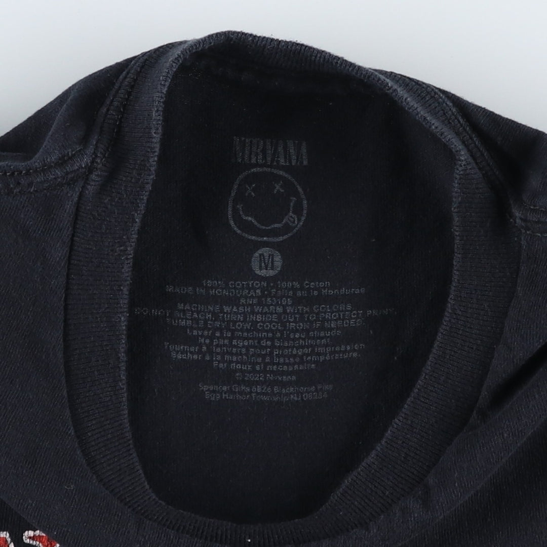 NIRVANA band t-shirt, made in Honduras, men's size M equivalent. cotton black type Vintage Second Hand