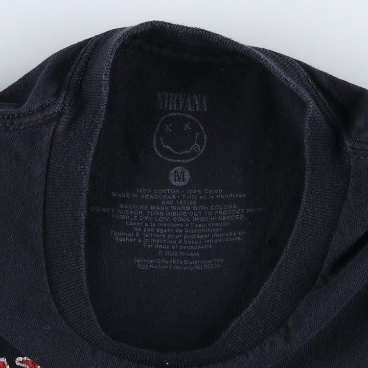 NIRVANA band t-shirt, made in Honduras, men's size M equivalent. cotton black type Vintage Second Hand