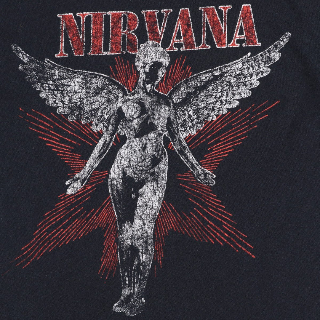 NIRVANA band t-shirt, made in Honduras, men's size M equivalent. cotton black type Vintage Second Hand