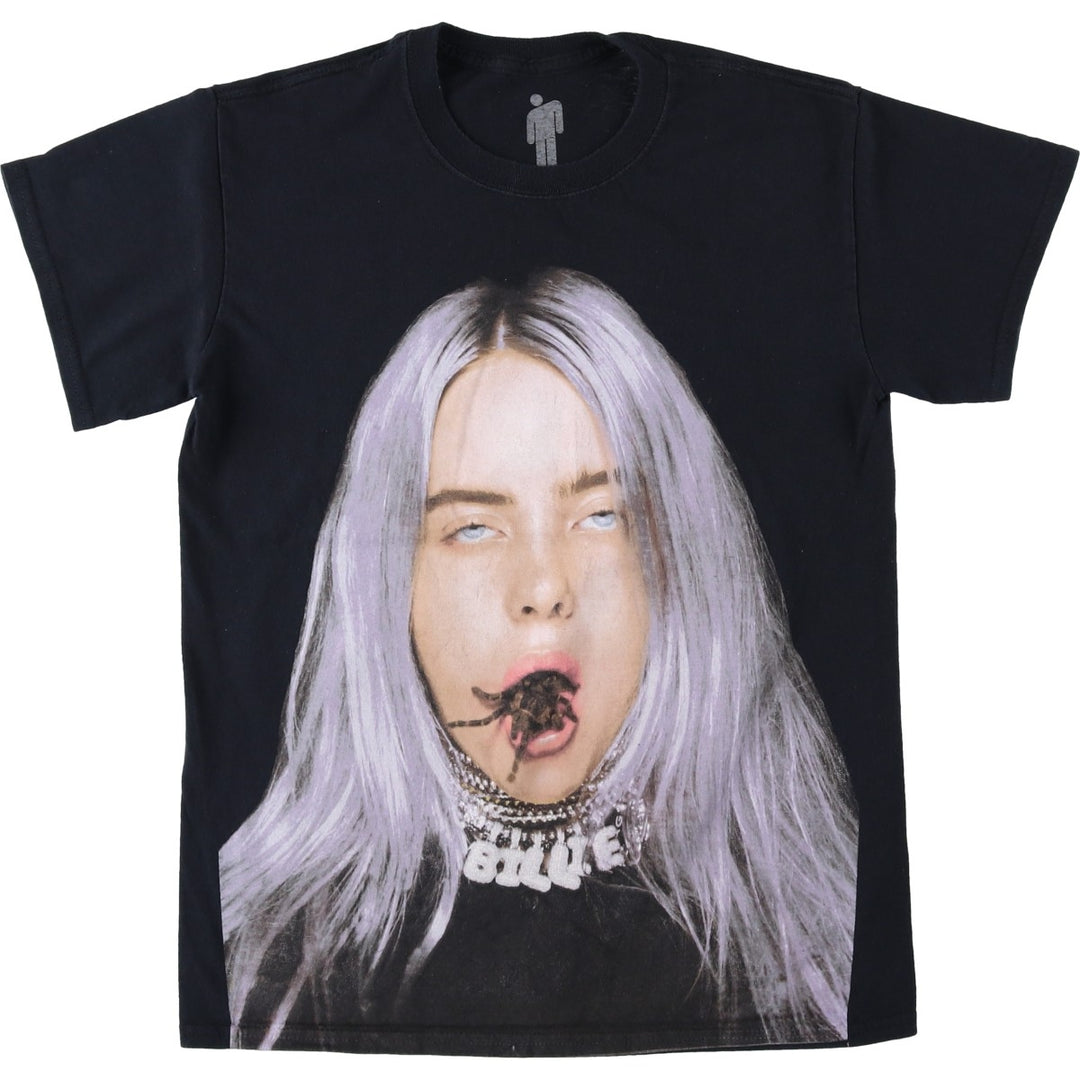 BILLIE EILISH Billie Eilish Band T-shirt Band T Men's S size cotton black type Vintage Second Hand