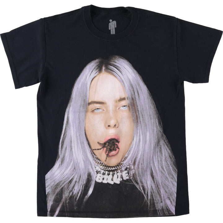 BILLIE EILISH Billie Eilish Band T-shirt Band T Men's S size cotton black type Vintage Second Hand