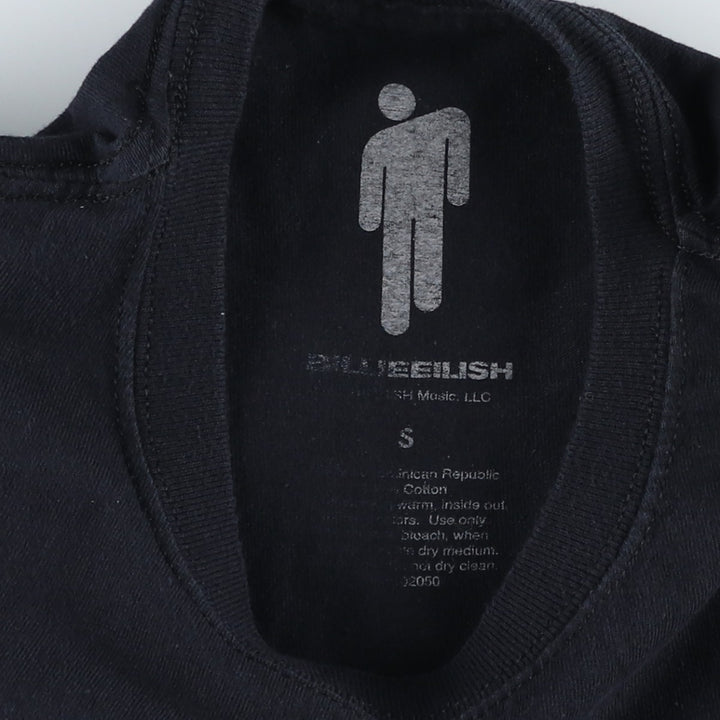 BILLIE EILISH Billie Eilish Band T-shirt Band T Men's S size cotton black type Vintage Second Hand