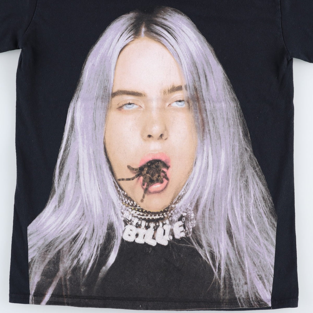 BILLIE EILISH Billie Eilish Band T-shirt Band T Men's S size cotton black type Vintage Second Hand