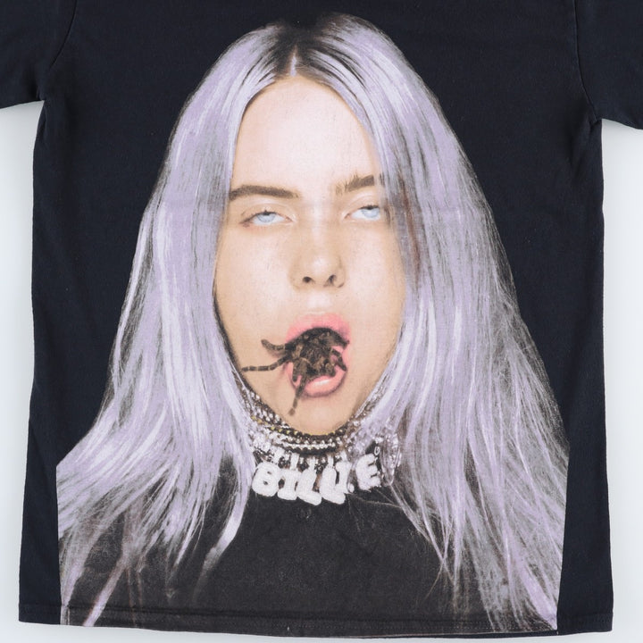 BILLIE EILISH Billie Eilish Band T-shirt Band T Men's S size cotton black type Vintage Second Hand