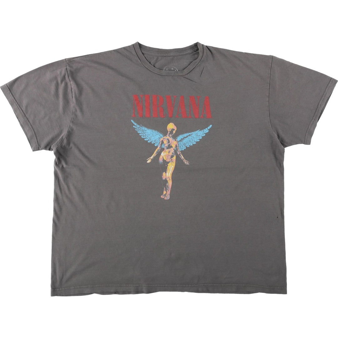 NIRVANA band t-shirt, men's size XXL equivalent. cotton Charcoal Vintage Second Hand