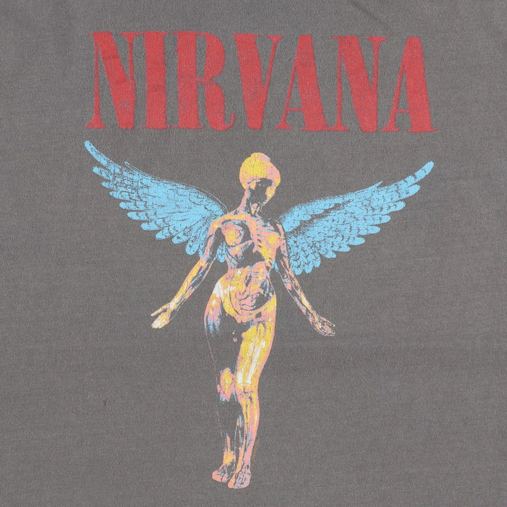 NIRVANA band t-shirt, men's size XXL equivalent. cotton Charcoal Vintage Second Hand