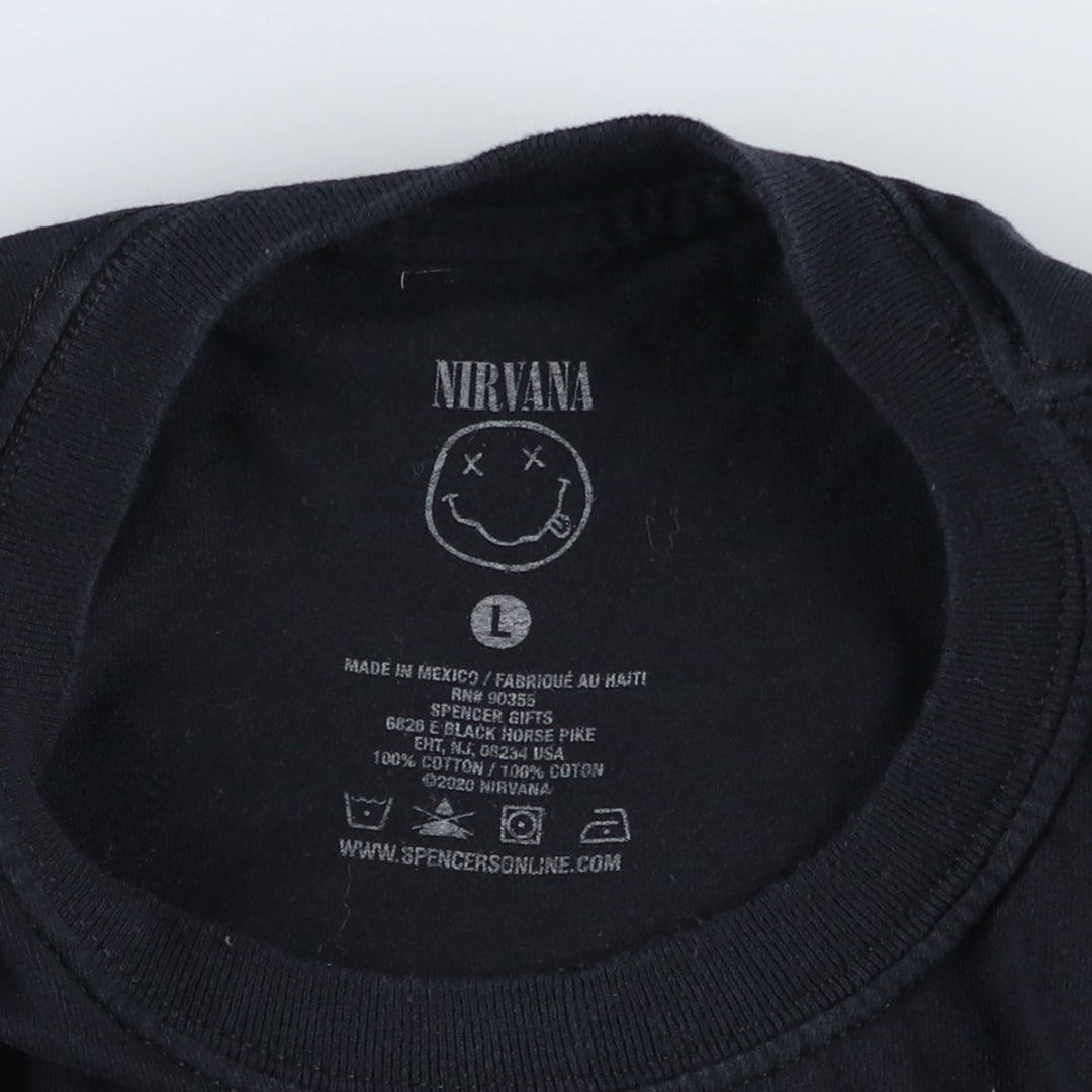 NIRVANA Nirvana Band T-shirt, Band T, Men's L size cotton black type Vintage Second Hand