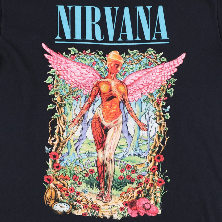 NIRVANA Nirvana Band T-shirt, Band T, Men's L size cotton black type Vintage Second Hand