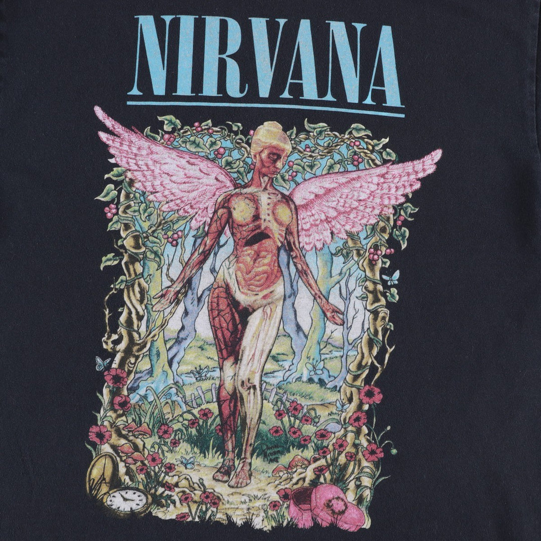 NIRVANA Nirvana Band T-shirt, Band T, Men's L size cotton black type Vintage Second Hand