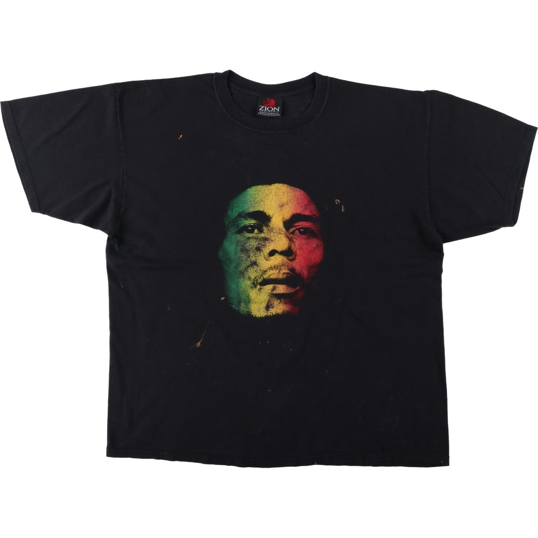 2000'S Zion Bob Marley Band T-shirt (Men's XXL equivalent) cotton black type Vintage Second Hand