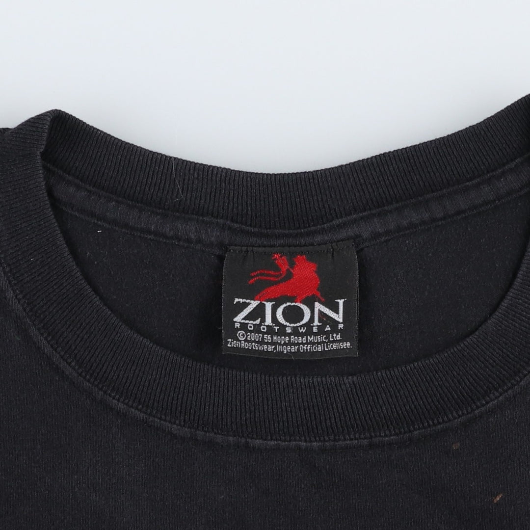 2000'S Zion Bob Marley Band T-shirt (Men's XXL equivalent) cotton black type Vintage Second Hand