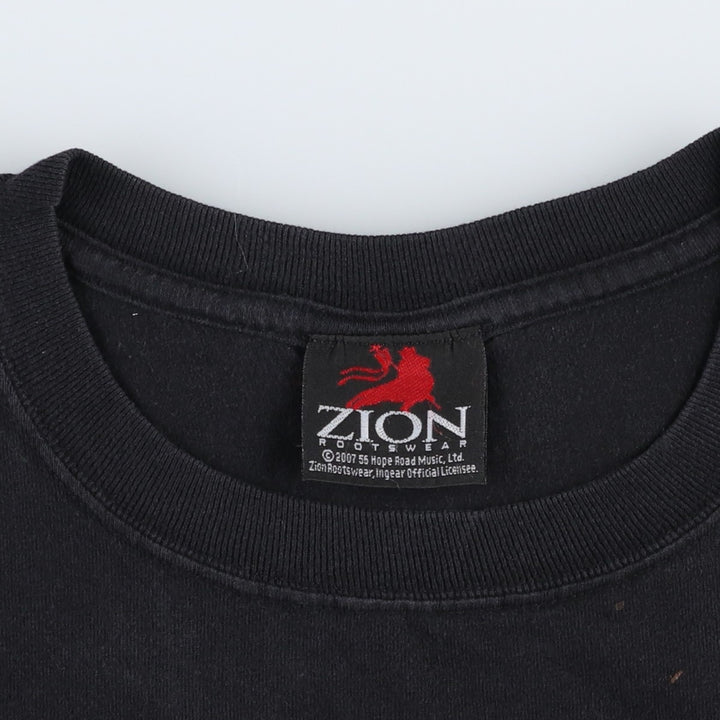 2000'S Zion Bob Marley Band T-shirt (Men's XXL equivalent) cotton black type Vintage Second Hand