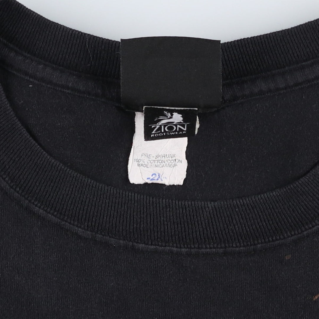 2000'S Zion Bob Marley Band T-shirt (Men's XXL equivalent) cotton black type Vintage Second Hand