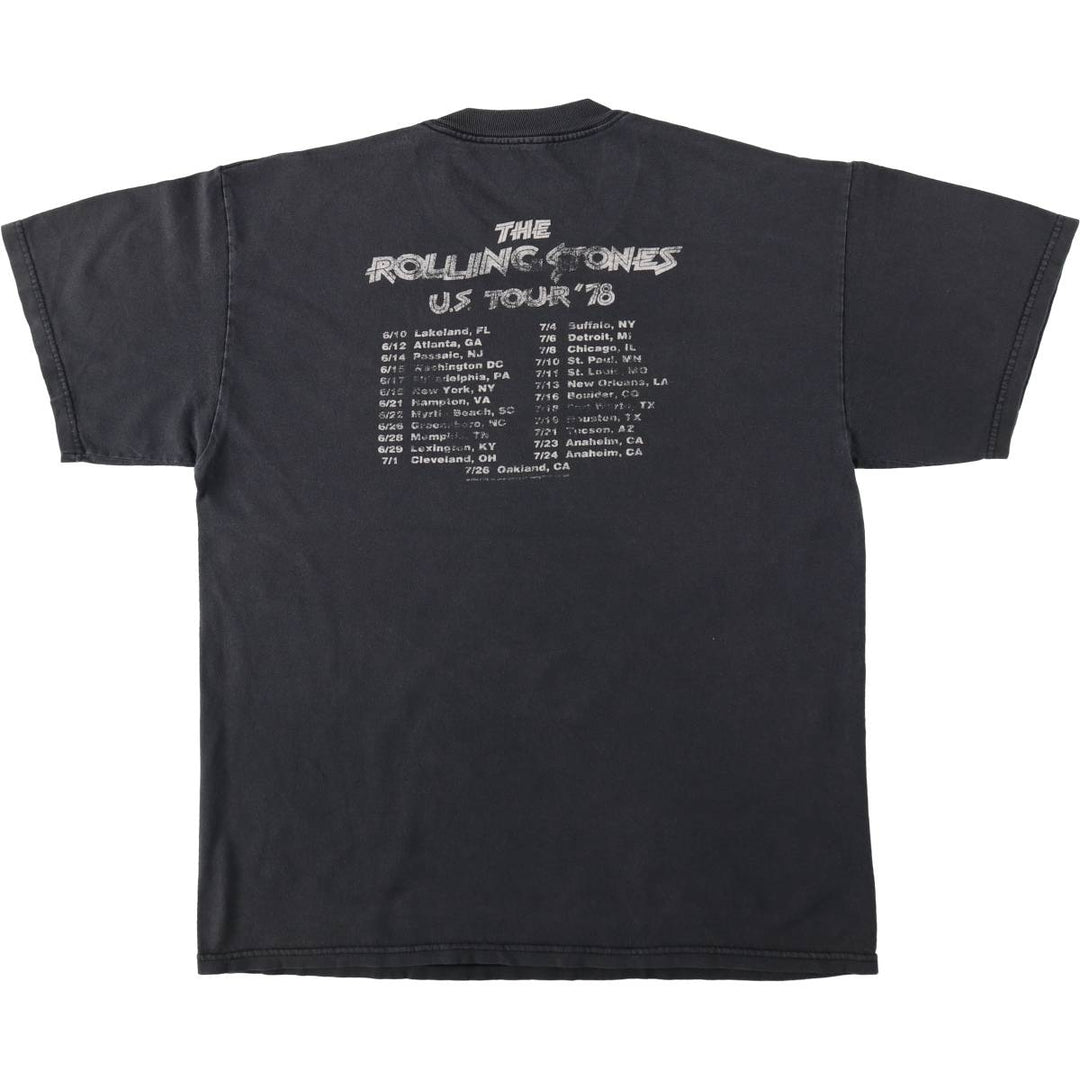 The Rolling Stones Band T-shirt, Men's XL unclear black type Vintage Second Hand