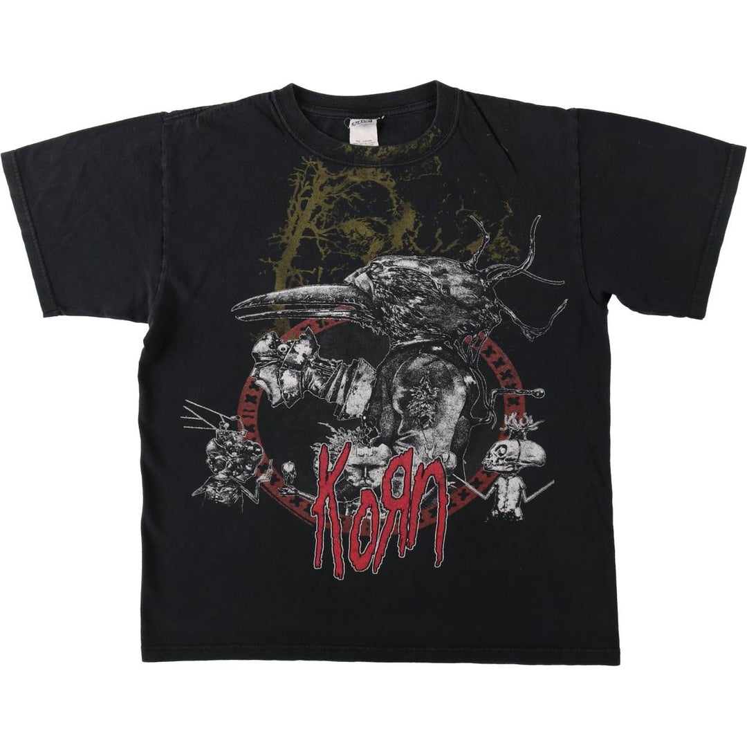Anvil KORN Band T-shirt (Men's size M) cotton black type Vintage Second Hand