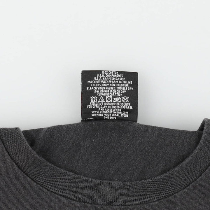 00'S Zion BOB MARLEY Band T-shirt, USA made, Men's L size cotton black type Vintage Second Hand