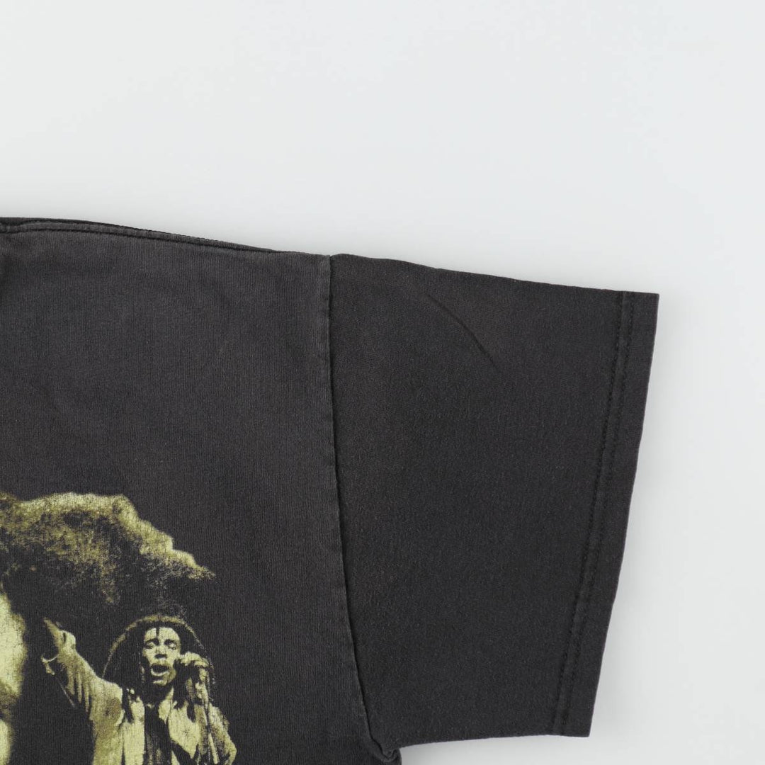 00'S Zion BOB MARLEY Band T-shirt, USA made, Men's L size cotton black type Vintage Second Hand