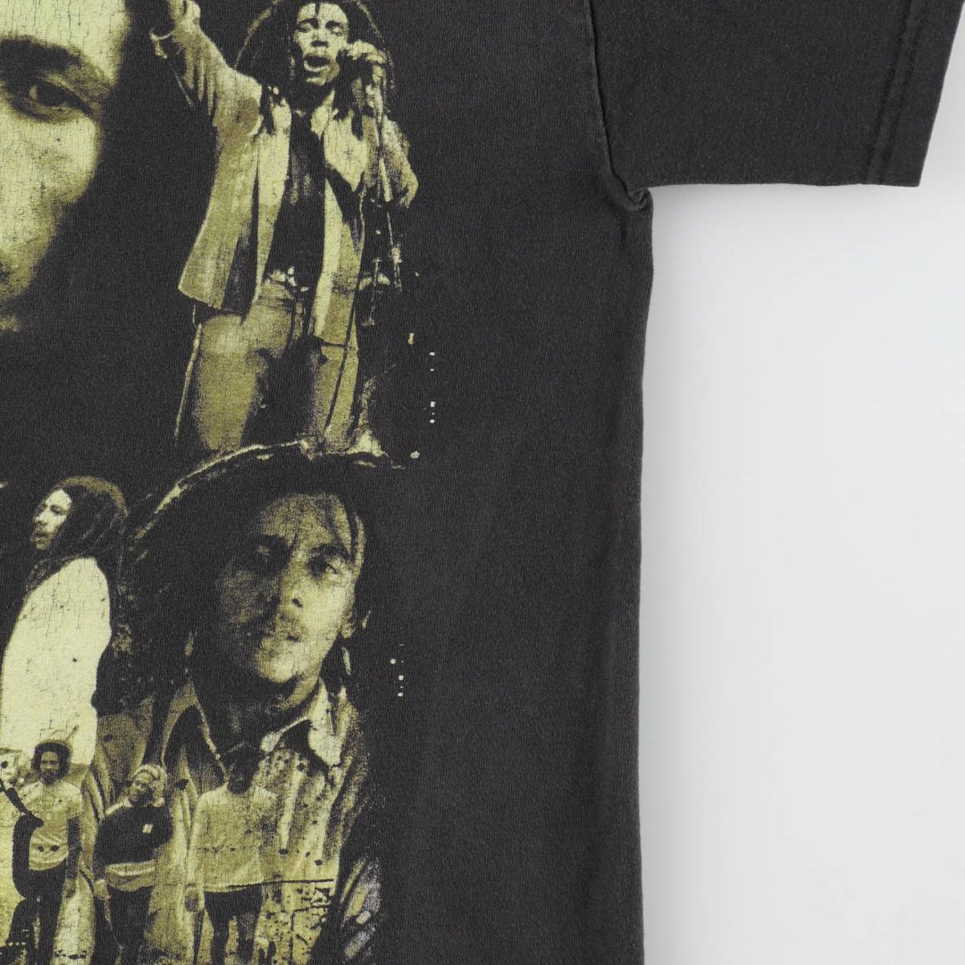 00'S Zion BOB MARLEY Band T-shirt, USA made, Men's L size cotton black type Vintage Second Hand