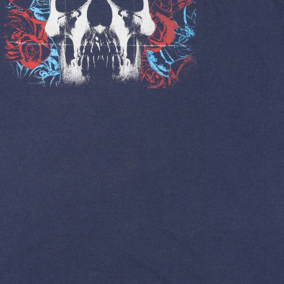 DEFTONES Skull Pattern Floral Band T-Shirt (Men's XL equivalent) unclear navy blue type Vintage Second Hand