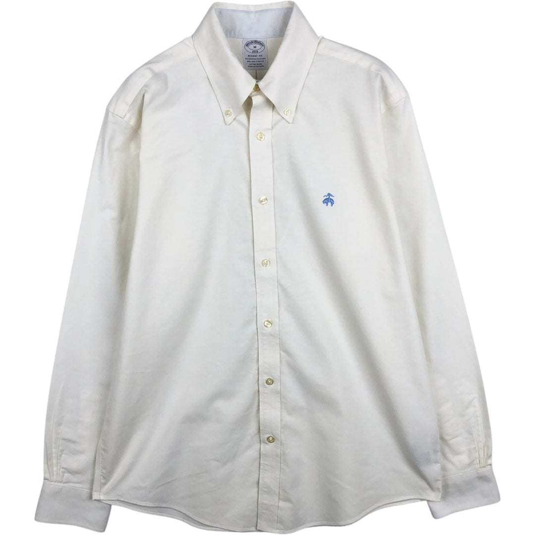 Brooks Brothers 1818 Regent Fit Long Sleeve Button-Down Shirt, Men's Size Medium cotton ivory Vintage Second Hand
