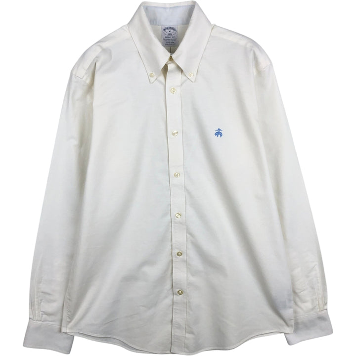 Brooks Brothers 1818 Regent Fit Long Sleeve Button-Down Shirt, Men's Size Medium cotton ivory Vintage Second Hand