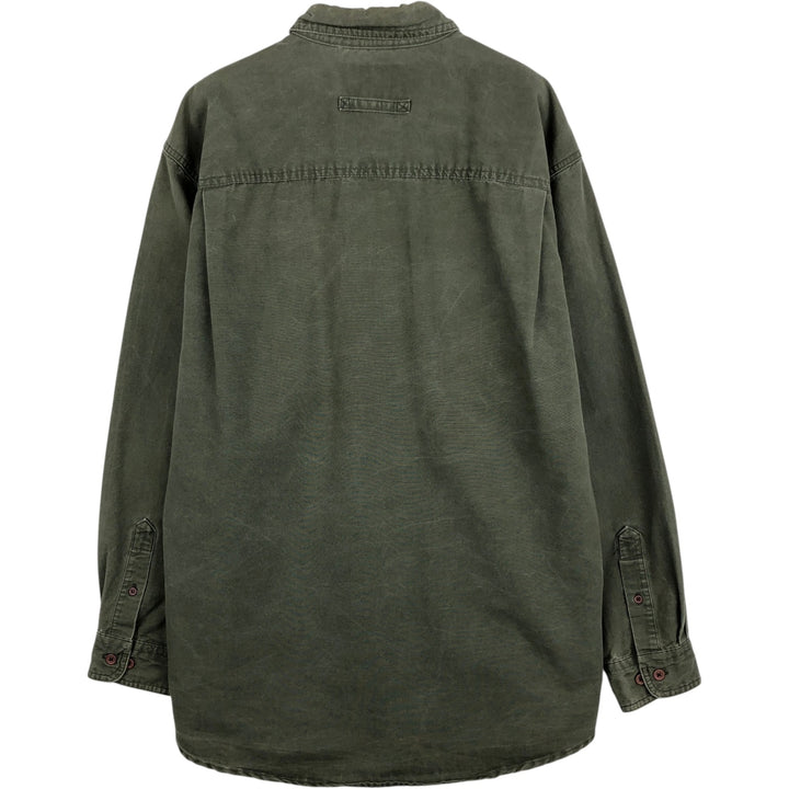 2000'S Woolrich long-sleeved cotton shirt, men's size L (approx.) cotton Khaki type Vintage Second Hand