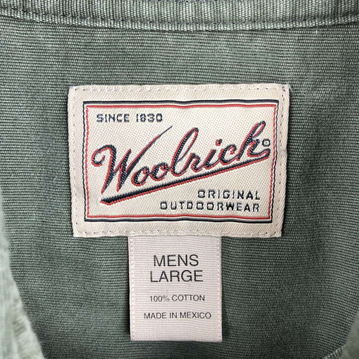 2000'S Woolrich long-sleeved cotton shirt, men's size L (approx.) cotton Khaki type Vintage Second Hand