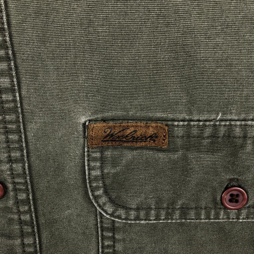 2000'S Woolrich long-sleeved cotton shirt, men's size L (approx.) cotton Khaki type Vintage Second Hand