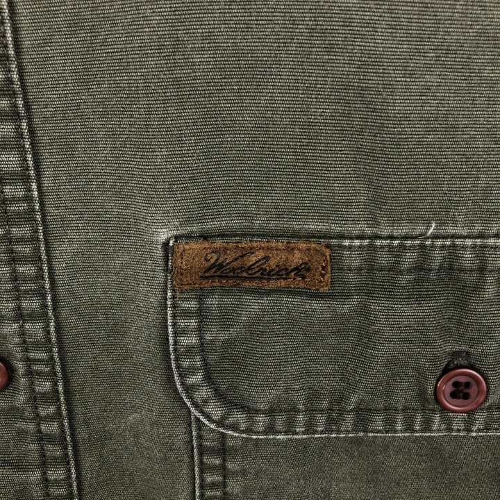 2000'S Woolrich long-sleeved cotton shirt, men's size L (approx.) cotton Khaki type Vintage Second Hand
