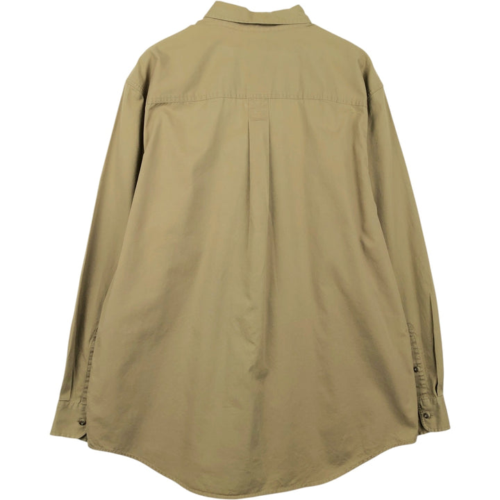 90'S Timberland Long-Sleeve Button-Down Shirt, Men's Size XL (Equivalent), Vintage cotton Khaki type Vintage Second Hand