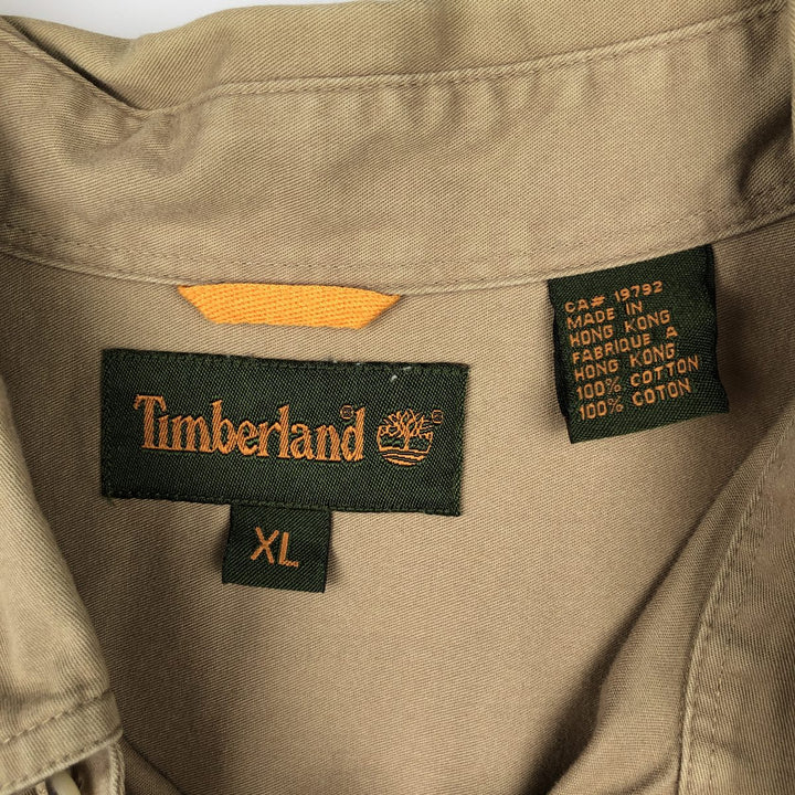 90'S Timberland Long-Sleeve Button-Down Shirt, Men's Size XL (Equivalent), Vintage cotton Khaki type Vintage Second Hand