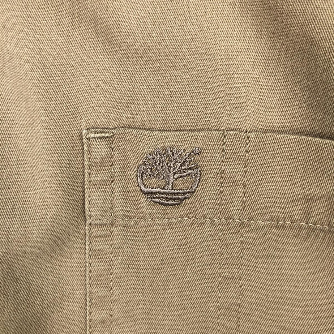 90'S Timberland Long-Sleeve Button-Down Shirt, Men's Size XL (Equivalent), Vintage cotton Khaki type Vintage Second Hand