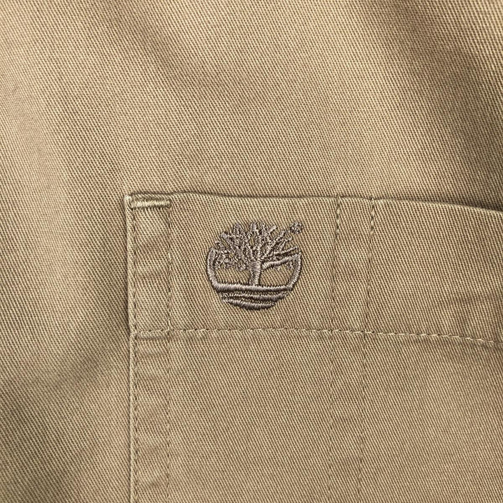 90'S Timberland Long-Sleeve Button-Down Shirt, Men's Size XL (Equivalent), Vintage cotton Khaki type Vintage Second Hand