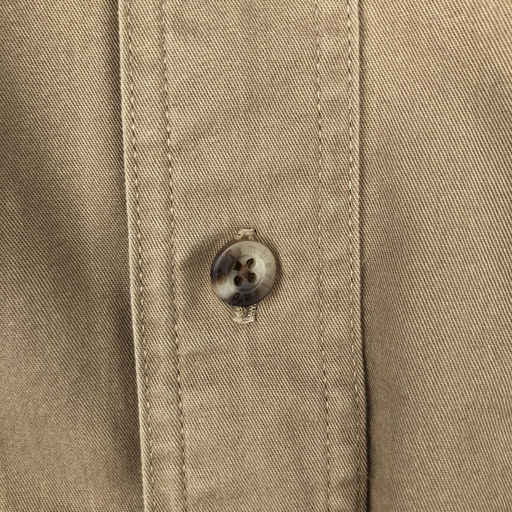 90'S Timberland Long-Sleeve Button-Down Shirt, Men's Size XL (Equivalent), Vintage cotton Khaki type Vintage Second Hand
