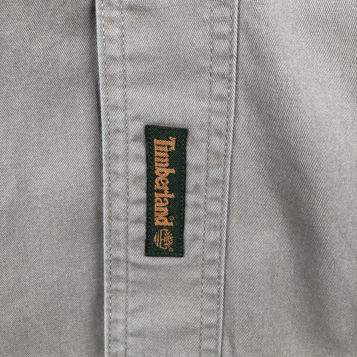 90'S Timberland Long-Sleeve Button-Down Shirt, Men's Size XL (Equivalent), Vintage cotton Khaki type Vintage Second Hand