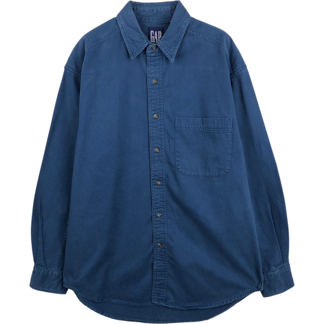 90'S GAP Vintage Long Sleeve Cotton Shirt, Men's Size Medium cotton blue type Vintage Second Hand