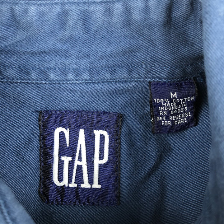 90'S GAP Vintage Long Sleeve Cotton Shirt, Men's Size Medium cotton blue type Vintage Second Hand