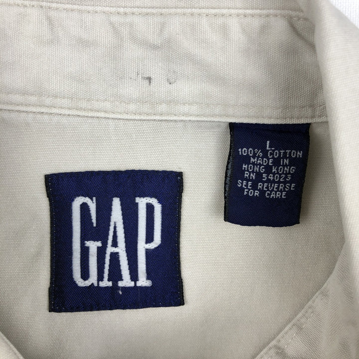 90'S GAP Old Gap Long Sleeve Cotton Shirt Men's L Size Vintage cotton Beige type Vintage Second Hand